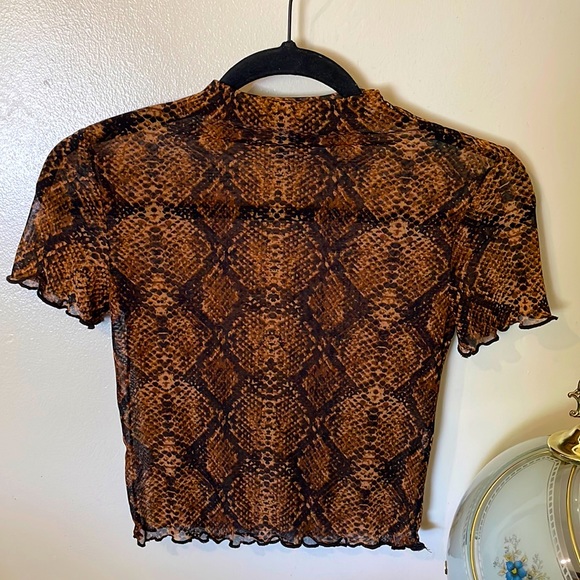 Forever 21 Tops - Mesh Snakeskin Crop Top